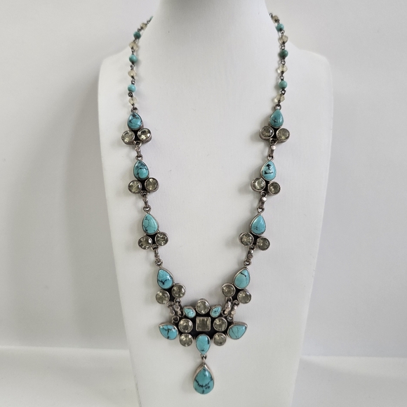Sterling Silver 925 Turquoise Gemstone Necklace